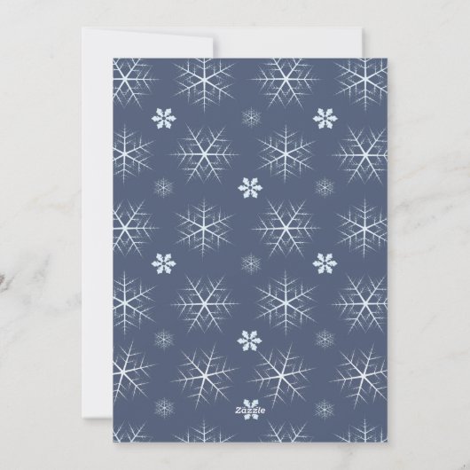 Navy Blue Snowflake 1-foto Feestdagenkaart (Achterkant)