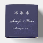 Navy Blue Snowflake Winter Wedding Bedankdoosjes (Bovenkant)