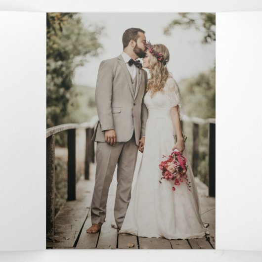 Navy Blue Snowflake Winter Wedding Drieluik Programma (Binnenkant midden)