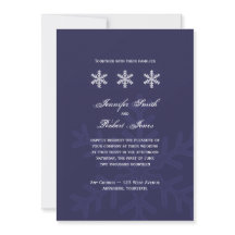 Navy Blue Snowflake Winter Wedding Invitation