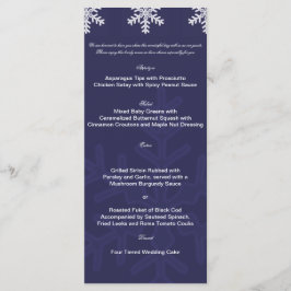 Navy Blue Snowflake Winter Wedding Menu