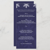 Navy Blue Snowflake Winter Wedding Menu (Voorkant / Achterkant)