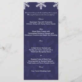 Navy Blue Snowflake Winter Wedding Menu