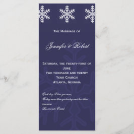 Navy Blue Snowflake Winter Wedding Programme Programmakaart
