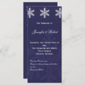 Navy Blue Snowflake Winter Wedding Programme Programmakaart (Voorkant / Achterkant)