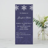 Navy Blue Snowflake Winter Wedding Programme Programmakaart (Staand voorkant)