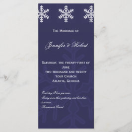 Navy Blue Snowflake Winter Wedding Programme Programmakaart