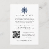 Navy Blue Snowflake Winter WEDDING QRCode Details Informatiekaartje (Voorkant)