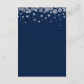 Navy Blue Snowflake Winter WEDDING QRCode Details Informatiekaartje (Achterkant)