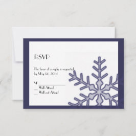 Navy Blue Snowflake Winter Wedding Response Card RSVP Kaartje
