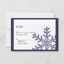 Navy Blue Snowflake Winter Wedding Response Card RSVP Kaartje
