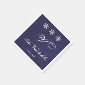 Navy Blue Snowflake Winter Wedding Servet (Hoek)