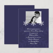 Navy Blue Snowflake Winter Wedding Verloving Kaart (Voorkant / Achterkant)