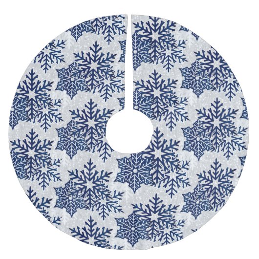 Navy Blue Snowflakes Kerstboom Rok (Voorkant)