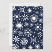 Navy Blue Snowflakes kerstdiner Kaart (Achterkant)