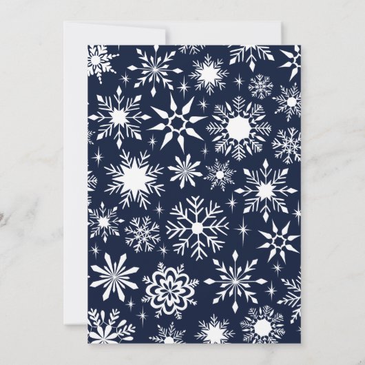 Navy Blue Snowflakes kerstdiner Kaart (Achterkant)