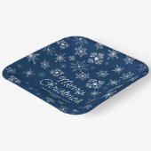 Navy Blue Snowflakes Kerstfeest Papieren Bordje (Gebogen)