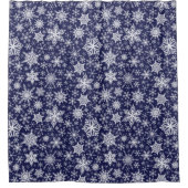 Navy Blue Snowflakes Pattern kerstadecor Douchegordijn (Voorkant)