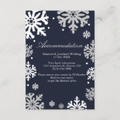 Navy Blue Snowflakes Winter Wedding Accommodatie Informatiekaartje (Voorkant)