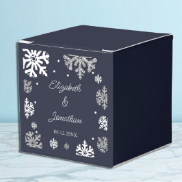 Navy Blue Snowflakes Winter Wedding Bedankdoosjes