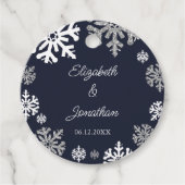 Navy Blue Snowflakes Winter Wedding Bedankjes Labels (Voorkant)