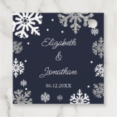 Navy Blue Snowflakes Winter Wedding Bedankjes Labels (Achterkant)
