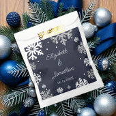 Navy Blue Snowflakes Winter Wedding Bedankzakje
