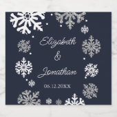 Navy Blue Snowflakes Winter Wedding Bier Etiket (Enkel label)