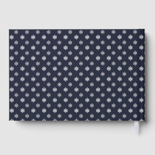 Navy Blue Snowflakes Winter Wedding Gastenboek (Achterkant)