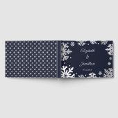 Navy Blue Snowflakes Winter Wedding Gastenboek (Volledig)