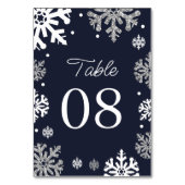 Navy Blue Snowflakes Winter Wedding Kaart (Achterkant)