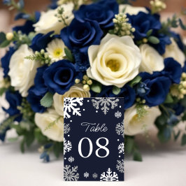Navy Blue Snowflakes Winter Wedding Kaart