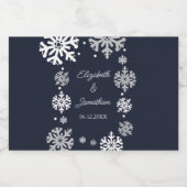 Navy Blue Snowflakes Winter Wedding Likeurfles Etiket (Enkel label)
