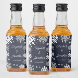 Navy Blue Snowflakes Winter Wedding Likeurfles Etiket