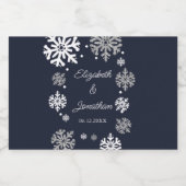 Navy Blue Snowflakes Winter Wedding Likeurfles Etiket (Enkel label)