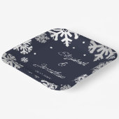 Navy Blue Snowflakes Winter Wedding Papieren Bordje (Gebogen)