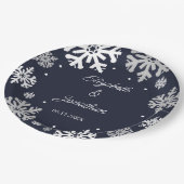 Navy Blue Snowflakes Winter Wedding Papieren Bordje (Gekanteld)