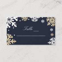 Navy Blue Snowflakes Winter Wedding