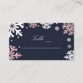 Navy Blue Snowflakes Winter Wedding Plaatskaartje (Voorkant)