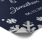 Navy Blue Snowflakes Winter Wedding Poster (Hoek)
