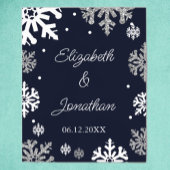 Navy Blue Snowflakes Winter Wedding Poster