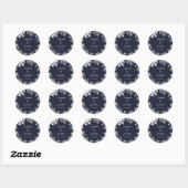 Navy Blue Snowflakes Winter Wedding Ronde Sticker (Vel)