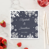 Navy Blue Snowflakes Winter Wedding Servet (Insitu)
