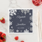 Navy Blue Snowflakes Winter Wedding Servet (Insitu)