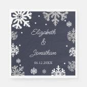 Navy Blue Snowflakes Winter Wedding Servet (Voorkant)