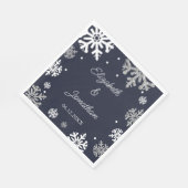 Navy Blue Snowflakes Winter Wedding Servet (Hoek)