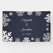 Navy Blue Snowflakes Winter Wedding Spandoek (Horizontaal)