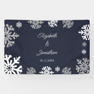 Navy Blue Snowflakes Winter Wedding Spandoek