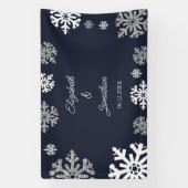 Navy Blue Snowflakes Winter Wedding Spandoek (Verticaal)