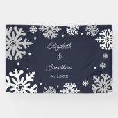 Navy Blue Snowflakes Winter Wedding Spandoek (Horizontaal)